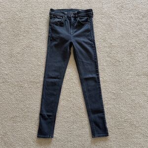 Rag & Bone Jeans High Rise Ankle Skinny Womens Size 23 Black Embroidered Stretch